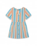 Robe en popeline à rayures fille bleu venice beach Robe en popeline à rayures fille bleu venice beach