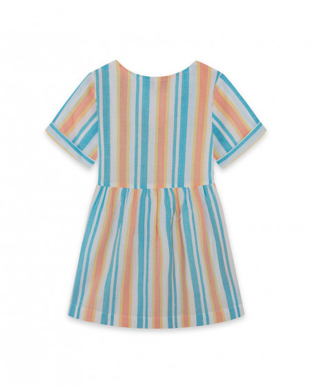 Robe en popeline à rayures fille bleu venice beach Robe en popeline à rayures fille bleu venice beach