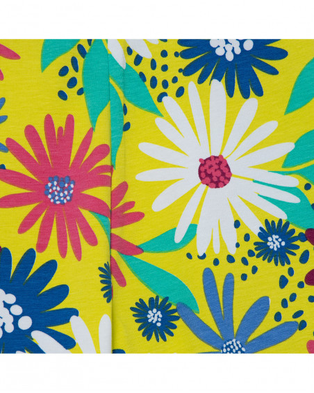 Leggings capri en jersey fleurs fille vert ready to bloom