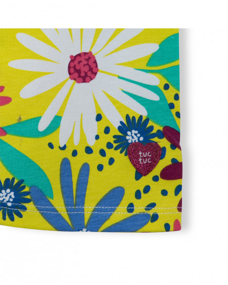 Leggings capri en jersey fleurs fille vert ready to bloom