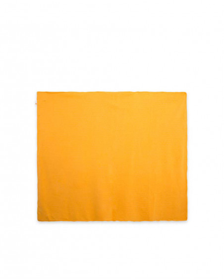 Couverture en tricot coeurs garçon orange picnic time