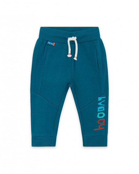 Pantalon en peluche jogging fille bleu smile today