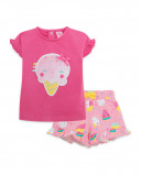 Tee-shirt et short en jersey volants fille rose icy and sweet Tee-shirt et short en jersey volants fille rose icy and sweet