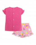 Tee-shirt et short en jersey volants fille rose icy and sweet Tee-shirt et short en jersey volants fille rose icy and sweet