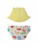 Culotte de bain et bonnet visage garçon jaune hi! sunshine Culotte de bain et bonnet visage garçon jaune hi! sunshine
