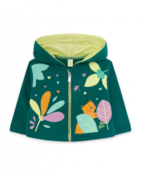 Sweat-shirt capuche en peluche avec fermeture éclair fille vert Sweat-shirt capuche en peluche avec fermeture éclair fille vert