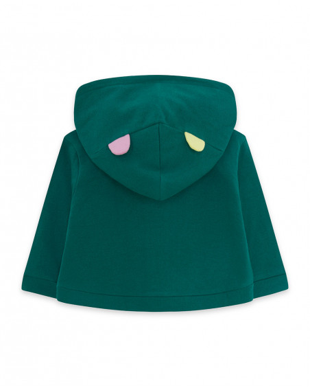 Sweat-shirt capuche en peluche avec fermeture éclair fille vert Sweat-shirt capuche en peluche avec fermeture éclair fille vert