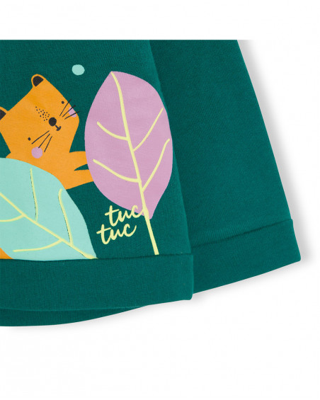 Sweat-shirt capuche en peluche avec fermeture éclair fille vert Sweat-shirt capuche en peluche avec fermeture éclair fille vert