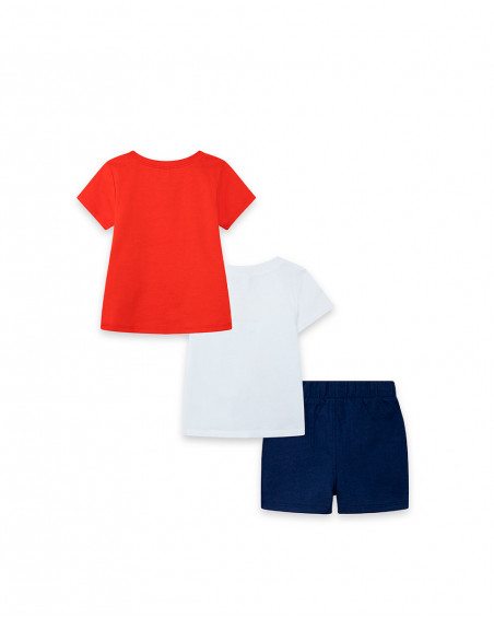 Set 2 tee-shirt et bermuda en jersey requin garçon bleu red Set 2 tee-shirt et bermuda en jersey requin garçon bleu red
