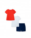 Set 2 tee-shirt et bermuda en jersey requin garçon bleu red Set 2 tee-shirt et bermuda en jersey requin garçon bleu red