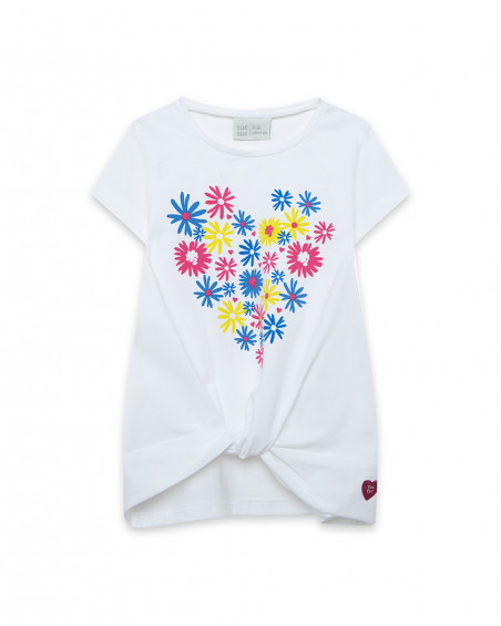 Tee-shirt en jersey fleurs fille blanche ready to bloom Tee-shirt en jersey fleurs fille blanche ready to bloom