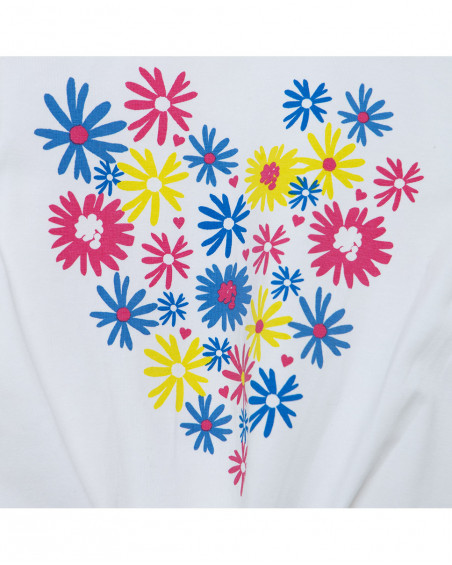 Tee-shirt en jersey fleurs fille blanche ready to bloom Tee-shirt en jersey fleurs fille blanche ready to bloom