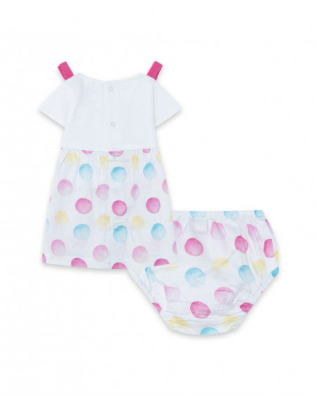 Robe en jersey et popelin points fille blanche icy and sweet Robe en jersey et popelin points fille blanche icy and sweet