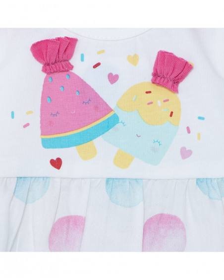 Robe en jersey et popelin points fille blanche icy and sweet Robe en jersey et popelin points fille blanche icy and sweet