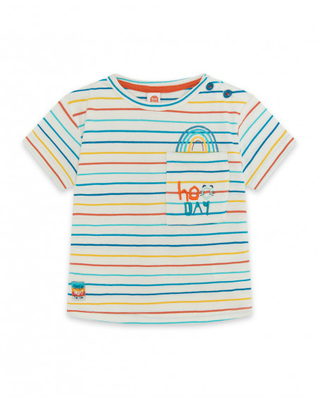 Tee-shirt en jersey à rayures fille beige smile today Tee-shirt en jersey à rayures fille beige smile today