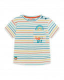 Tee-shirt en jersey à rayures fille beige smile today Tee-shirt en jersey à rayures fille beige smile today