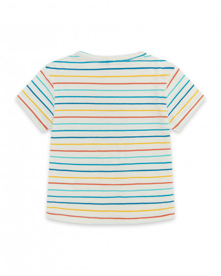 Tee-shirt en jersey à rayures fille beige smile today Tee-shirt en jersey à rayures fille beige smile today