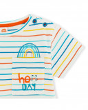 Tee-shirt en jersey à rayures fille beige smile today Tee-shirt en jersey à rayures fille beige smile today