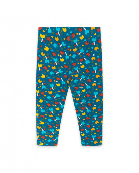 Leggings en coton molletonné imprimé fille bleu smile today Leggings en coton molletonné imprimé fille bleu smile today