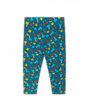 Leggings en coton molletonné imprimé fille bleu smile today Leggings en coton molletonné imprimé fille bleu smile today