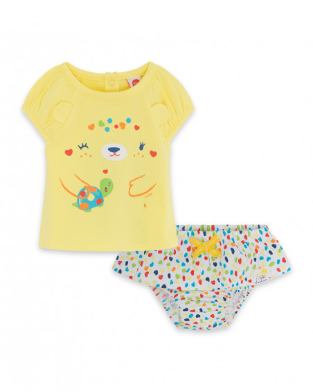 Tee-shirt et short en jersey coeurs fille jaune hi! sunshine Tee-shirt et short en jersey coeurs fille jaune hi! sunshine