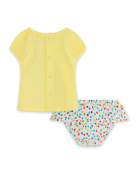 Tee-shirt et short en jersey coeurs fille jaune hi! sunshine Tee-shirt et short en jersey coeurs fille jaune hi! sunshine