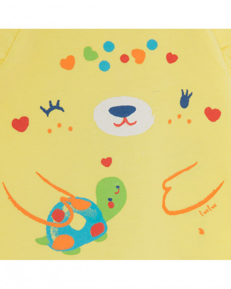 Tee-shirt et short en jersey coeurs fille jaune hi! sunshine Tee-shirt et short en jersey coeurs fille jaune hi! sunshine