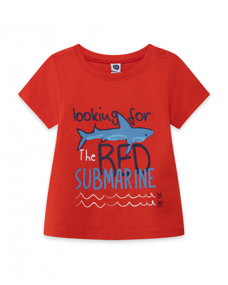 Tee-shirt en jersey message garçon rouge red submarine
