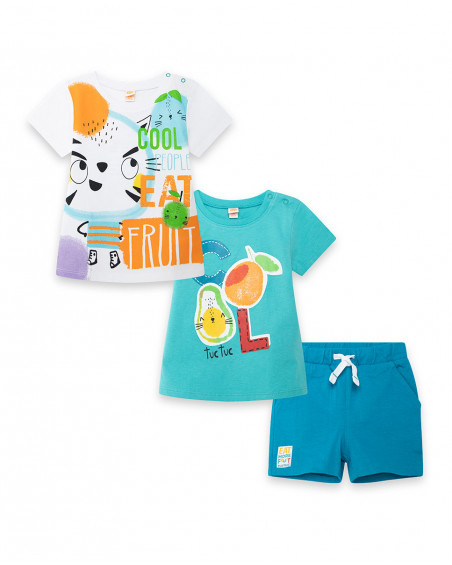 2 tee-shirt et bermuda en jersey lacets garçon bleu fruitty time 2 tee-shirt et bermuda en jersey lacets garçon bleu fruitty time