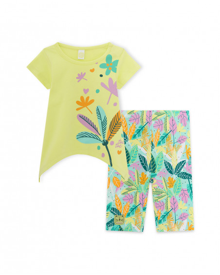 Tee-shirt et legging capri imprimé fille vert in the jungle Tee-shirt et legging capri imprimé fille vert in the jungle