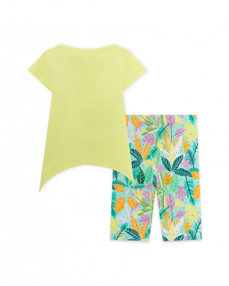Tee-shirt et legging capri imprimé fille vert in the jungle Tee-shirt et legging capri imprimé fille vert in the jungle