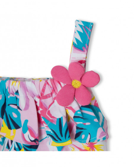 Robe en jersey fleurs fille rose tahiti Robe en jersey fleurs fille rose tahiti