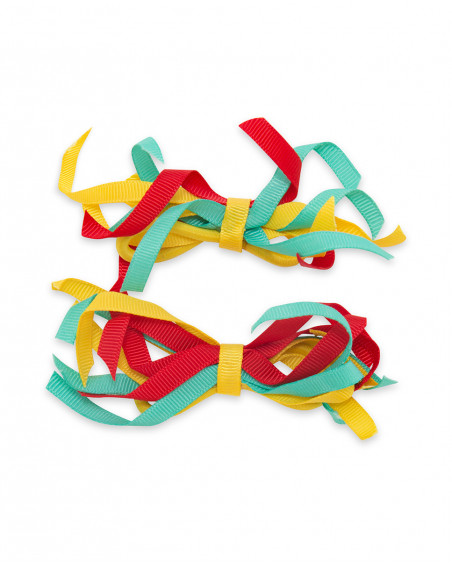 Set 2 élastique cheveux spirale multicolore fille jaune fruitty