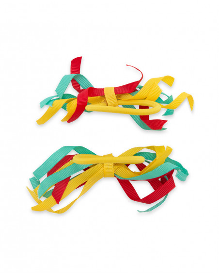 Set 2 élastique cheveux spirale multicolore fille jaune fruitty
