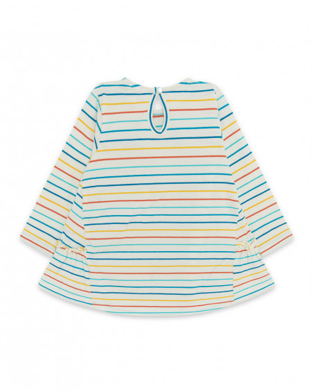 Robe en jersey à rayures fille beige smile today Robe en jersey à rayures fille beige smile today