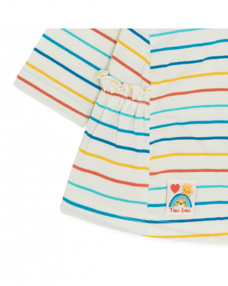 Robe en jersey à rayures fille beige smile today Robe en jersey à rayures fille beige smile today