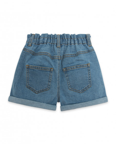 Short en jeans boutons fille bleu island Short en jeans boutons fille bleu island
