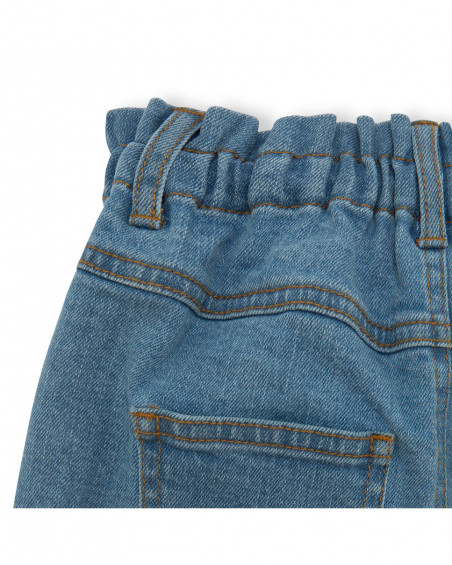 Short en jeans boutons fille bleu island Short en jeans boutons fille bleu island