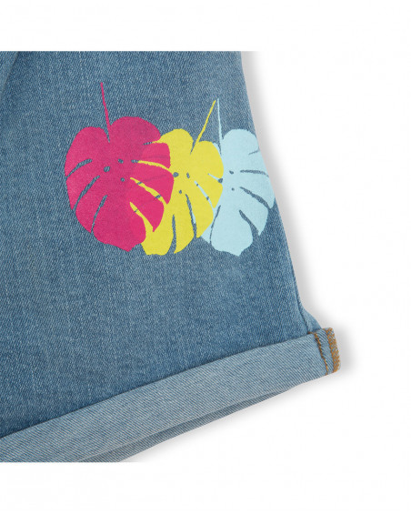 Short en jeans boutons fille bleu island Short en jeans boutons fille bleu island