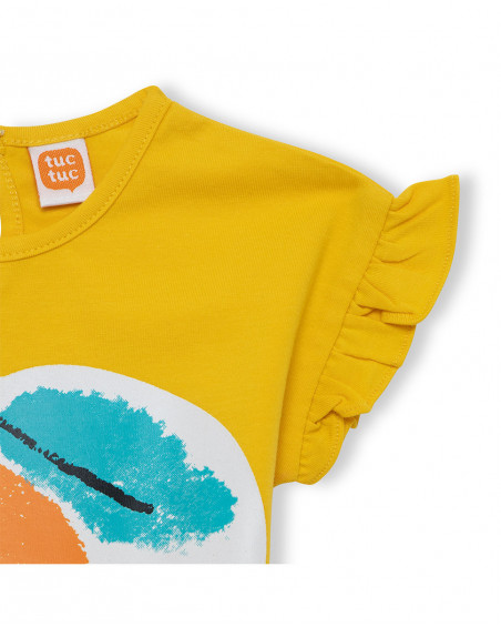 Tee-shirt en jersey imprimée fille jaune fruitty time