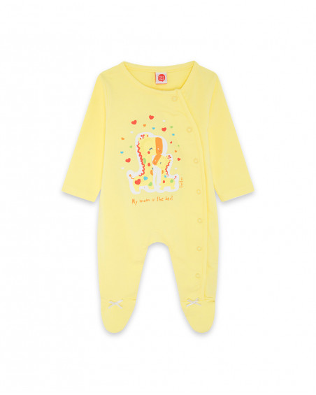 Grenouillère en jersey long avec pieds fille jaune hi! sunshine Grenouillère en jersey long avec pieds fille jaune hi! sunshine