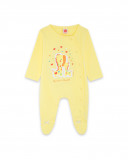 Grenouillère en jersey long avec pieds fille jaune hi! sunshine Grenouillère en jersey long avec pieds fille jaune hi! sunshine