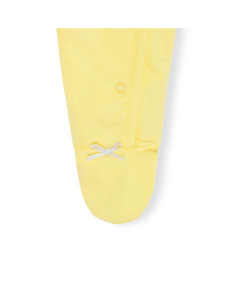 Grenouillère en jersey long avec pieds fille jaune hi! sunshine