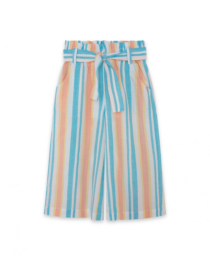 Pantalon en popeline à rayures fille bleu venice beach