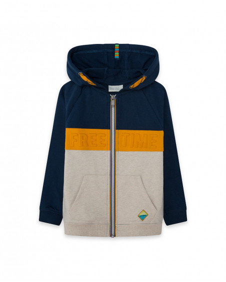 Sweat-shirt en peluche avec fermeture éclair garçon bleu free
