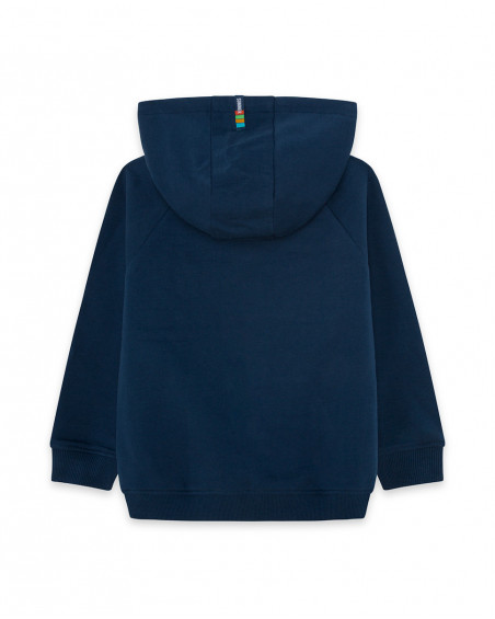 Sweat-shirt en peluche avec fermeture éclair garçon bleu free