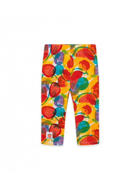Leggings en jersey imprimé fille jaune fruitty time Leggings en jersey imprimé fille jaune fruitty time