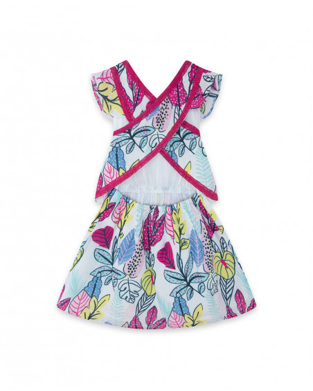 Robe en popeline bretelles fille blanche island Robe en popeline bretelles fille blanche island