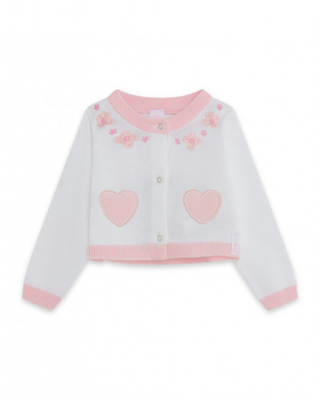 Veste en tricot boutons fille rose so cute Veste en tricot boutons fille rose so cute