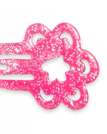 Set 2 barrettes cheveux glitter fille rose tahiti